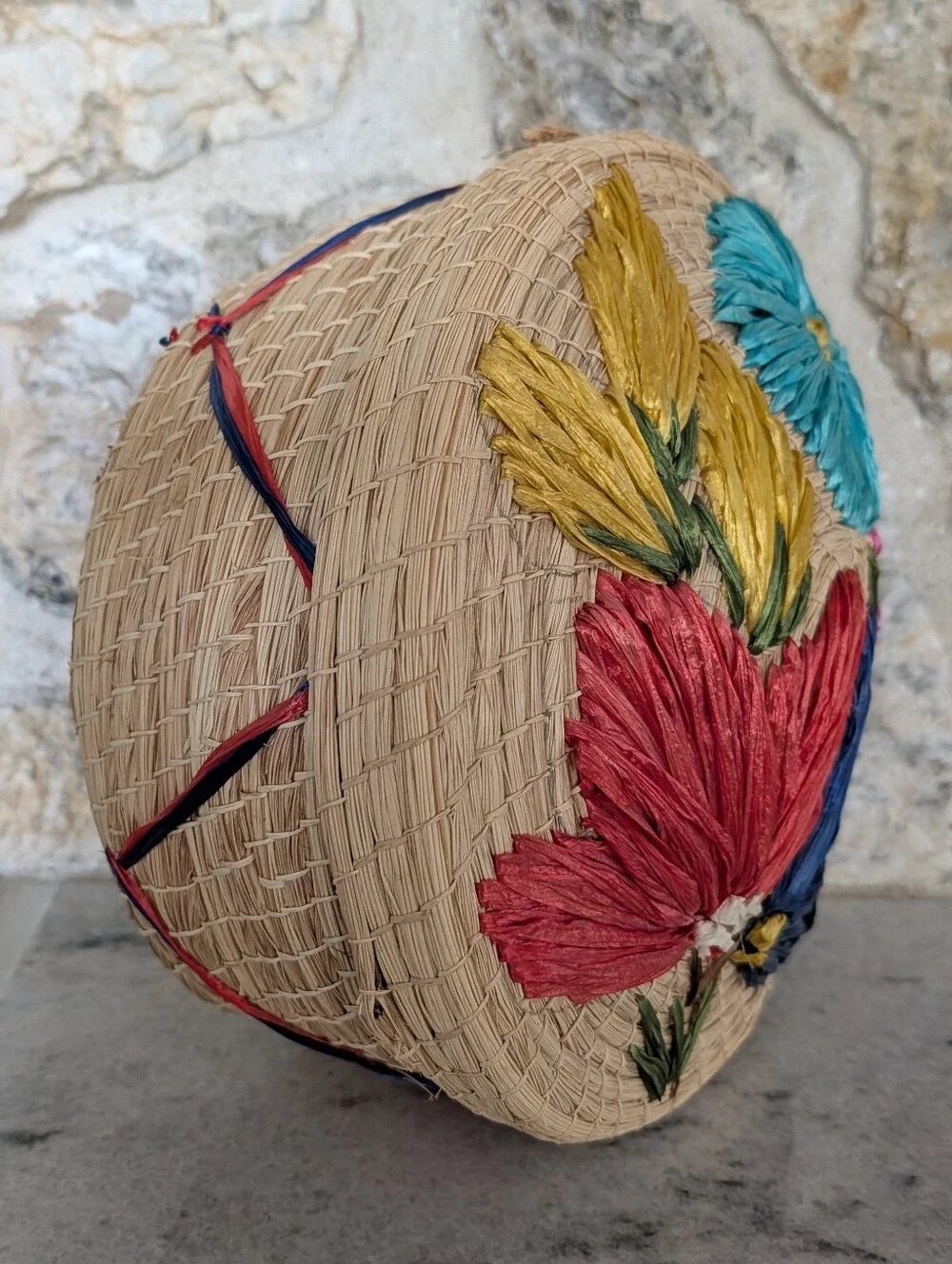 VINTAGE SEAGRASS lidded basket